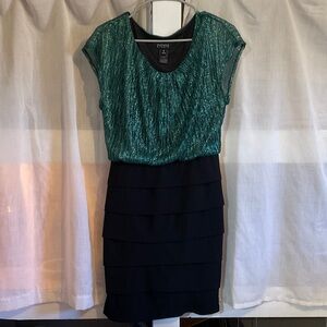 Papaya Shimmering Green and Black Mini Dress
